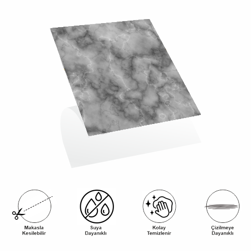 DecoHandy Pvc Duvar Karosu 30x30cm 4'lü Paket - Mermer Desenli Siyah 0,36m2